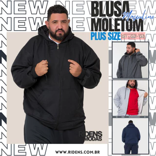 MOLETOM PLUZ SIZE G1 G2 G3 GRANDON Aberto Com Ziper e Capuz Blusa de Frio INVERNO LISO CASACO .br