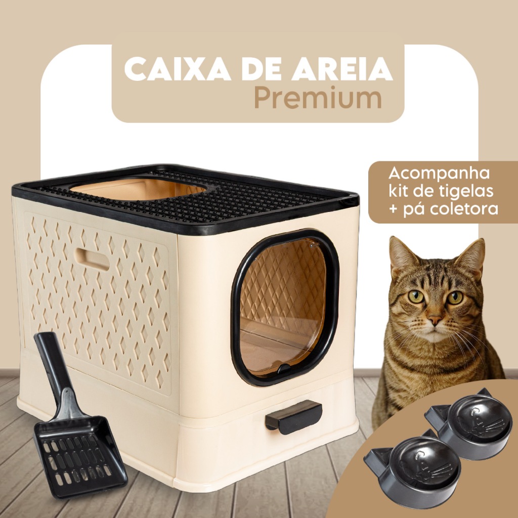 Caixa De Areia Para Gato Fechada Banheiro Para Gatos Grande e Pequeno ...