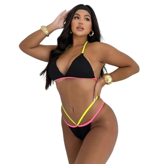 Biquini Fio dental de Fita Canelado Conjunto Feminino em Oferta na Shopee