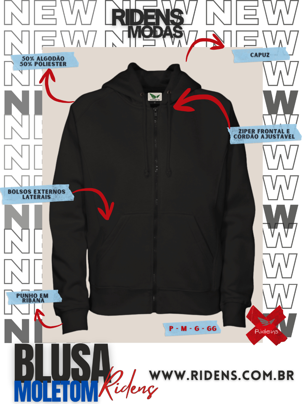 Moletom Com Capuz Unissex - Blusa De Frio Algodão Lisa Sem Estampa