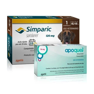 Kit Apoquel 16mg + Simparic Antipulgas Cães de 40,1 a 60kg 1 Comprimido em Oferta na Shopee