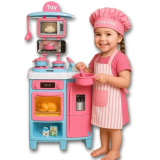 Cozinha Grande Completa Bancada Infantil Sai Água de Verdade Fogão Forno Geladeira - Samba Toys -
