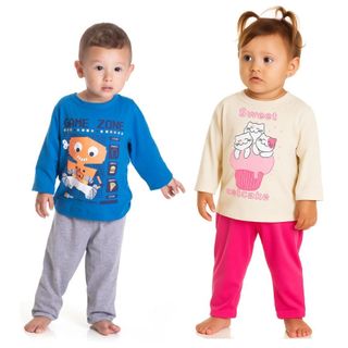 Pijama Inverno Infantil Meia Malha 100% Algodão Menino e Menina em Oferta na Shopee