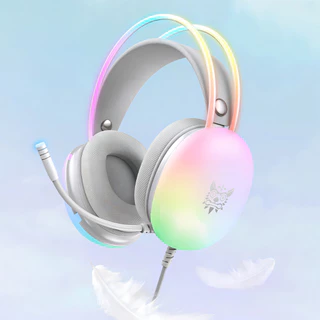 Headset Gamer Profissional Onikuma X25 Branco Over-ear Compatível Com Ps4/ps5/xbox/one/series/pc Luz Led Rgb Plug 3.5mm