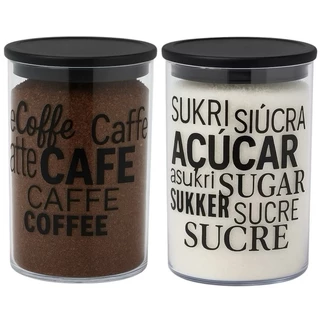 Kit 2 Pote Hermético Organizador Cozinha Açúcar Café 1000Ml Acrílico Porta Mantimentos