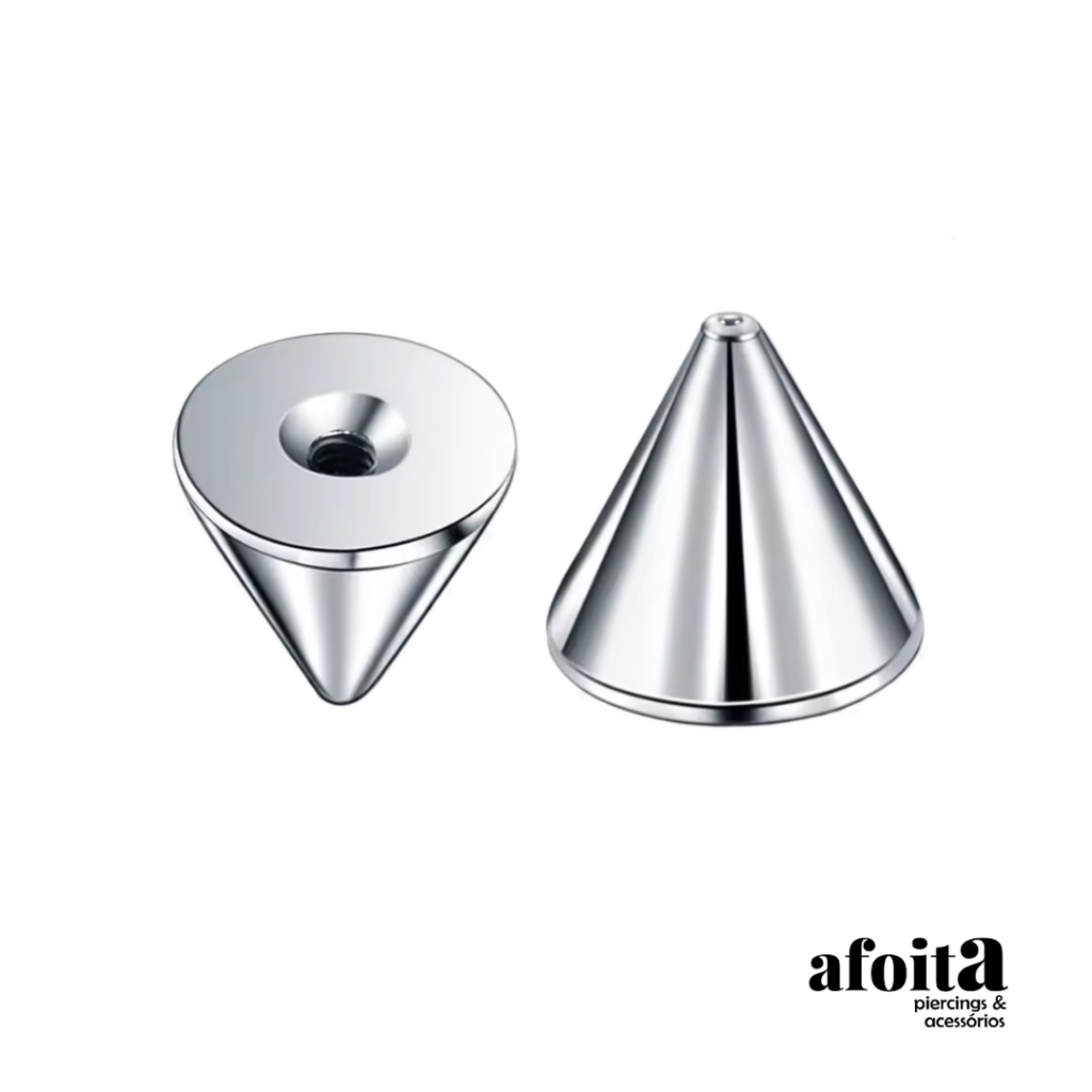 Kit Topo Spike para piercing em Aço Cirúrgico Prateado