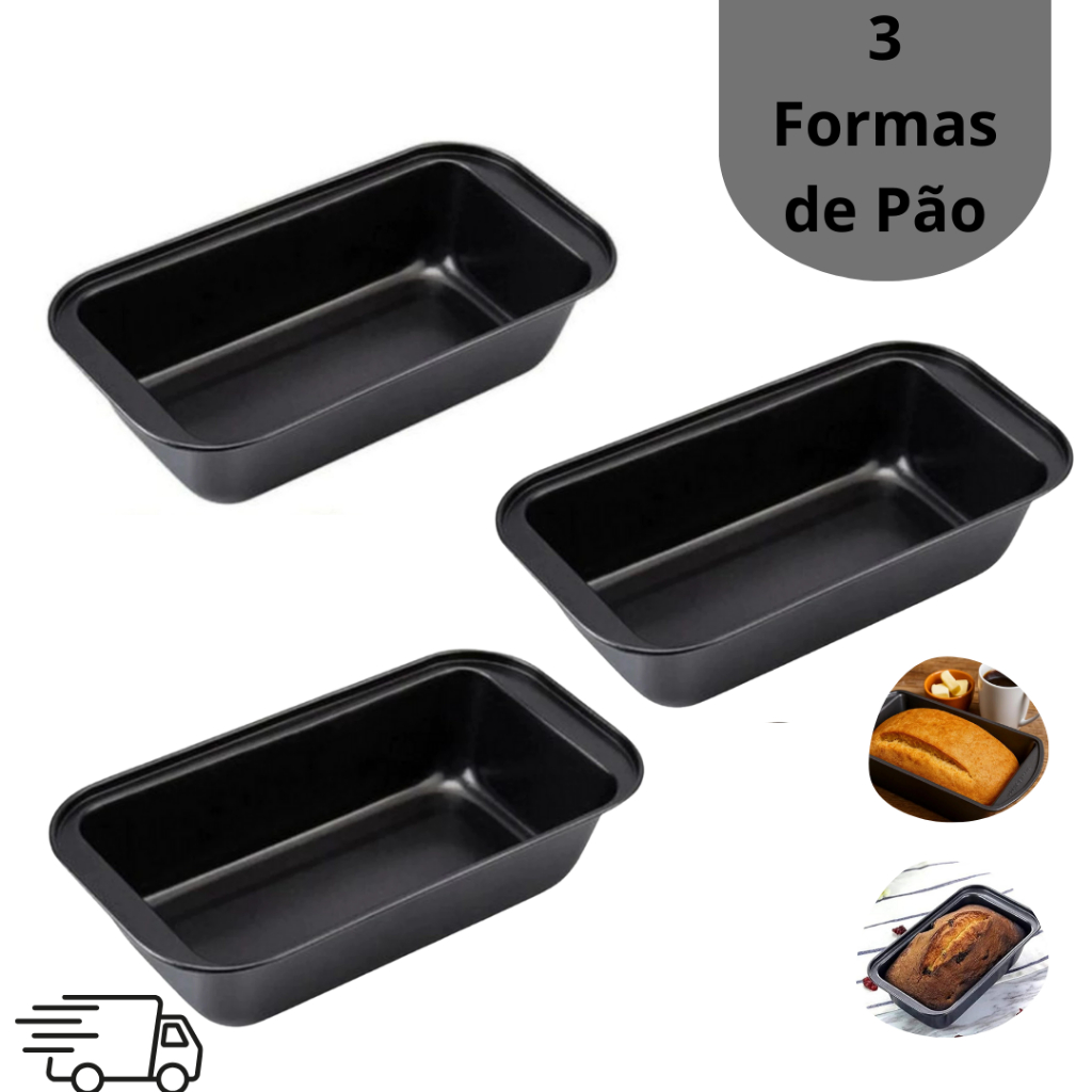 Kit 3 Forma Assadeira De Pão Caseiro Antiaderente de Teflon