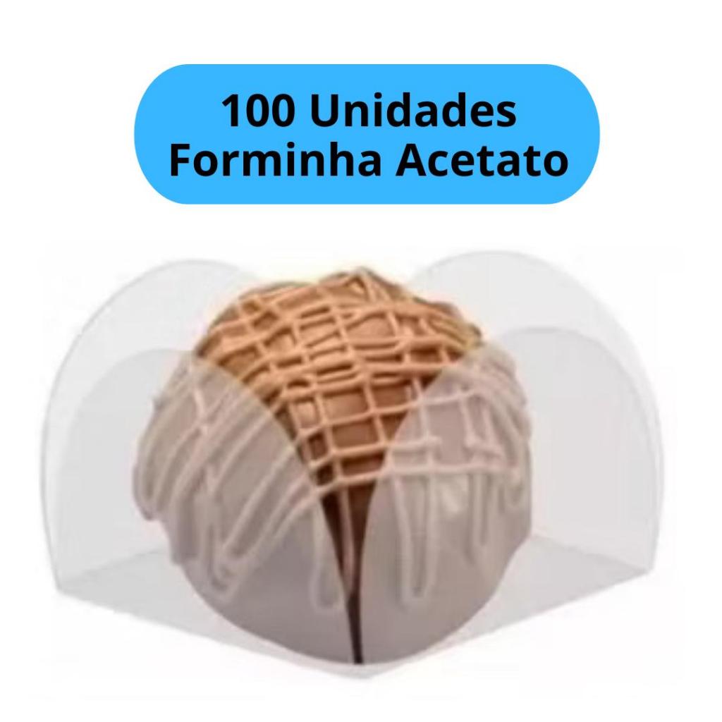Kit 100 Forminhas Acetato Para Doces Finos em Acetato Transp