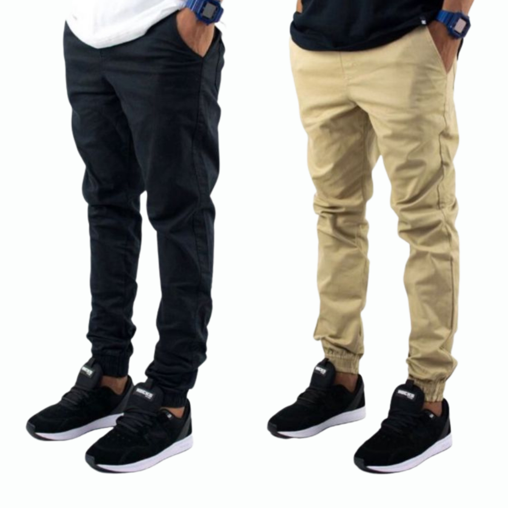 Kit 2 Calças Jogger Unissex Sarja com Punho Ajustável e Bolsos Laterais E Atras Estilo Rua Promoção!