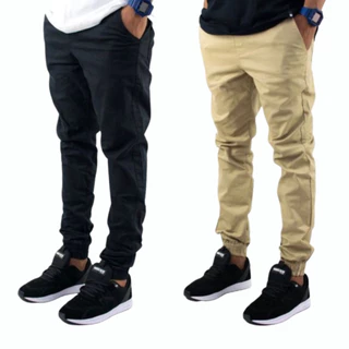 Kit 2 Calças Jogger Unissex Sarja com Punho Ajustável e Bolsos Laterais E Atras Estilo Rua Promoção!