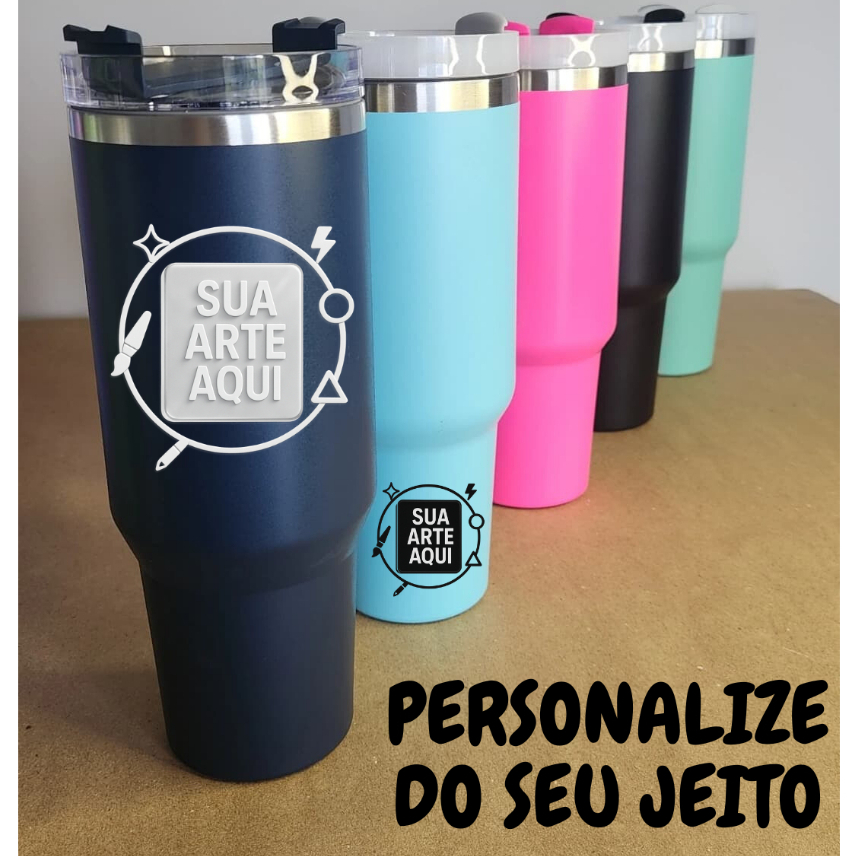 Copo Térmico 1200ml com Alça e Até 2 GRAVAÇÕES - Logo - Time - Nome - Desenho e Outros
