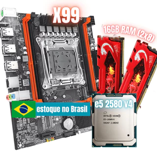 Kit Upgrade X99 Intel Xeon E5 2580 V4 + 16GB RAM DDR4 (2x8GB) + Placa Mãe Mougol X99 DDR4 Envio Imediato