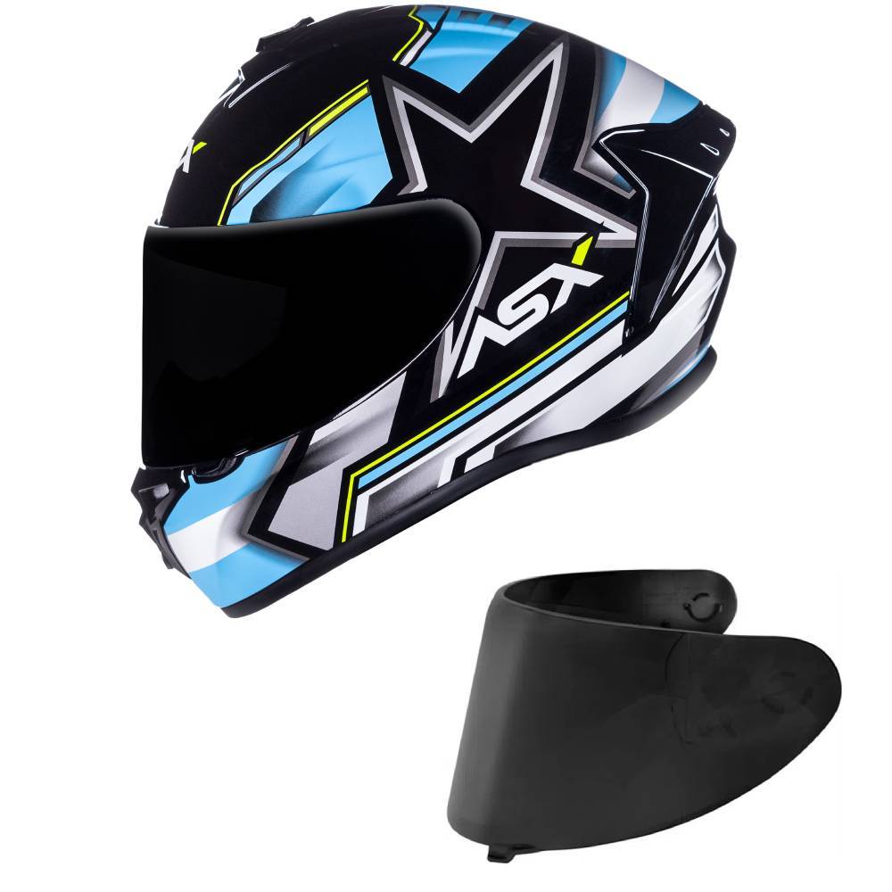 Capacete ASX Draken Pilot Argentina Preto Azul e Amarelo Mais
