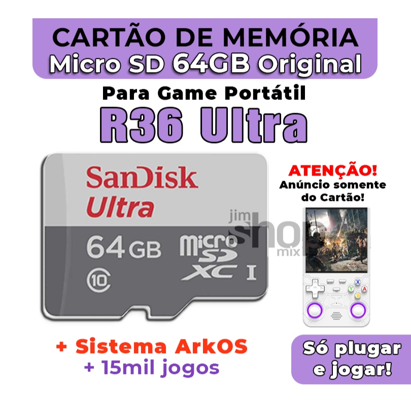 Cartão MicroSD Original Para R36 Ultra +Sistema ArkOS +15mil jogos