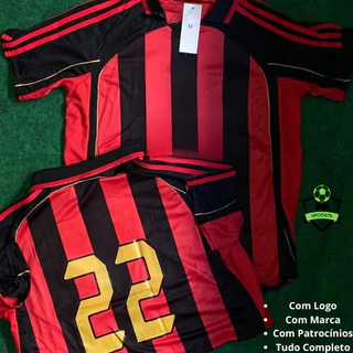 Camisa Esportiva Masculina Retrô Vintage Nº22 Clássica Vermelha Listrada Com Preto Dry Fit