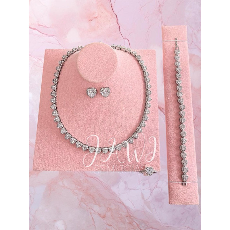 Colar Swarovki Ariana Grande + Pulseira + Brinco + Caixa Presente