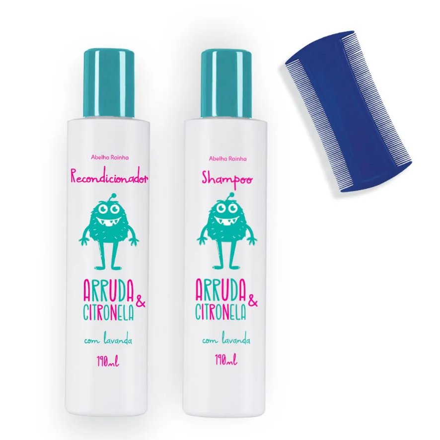 Kit Shampoo + Recondicionador+ Pente Fino Infantil Xô Piolho Arruda e ...