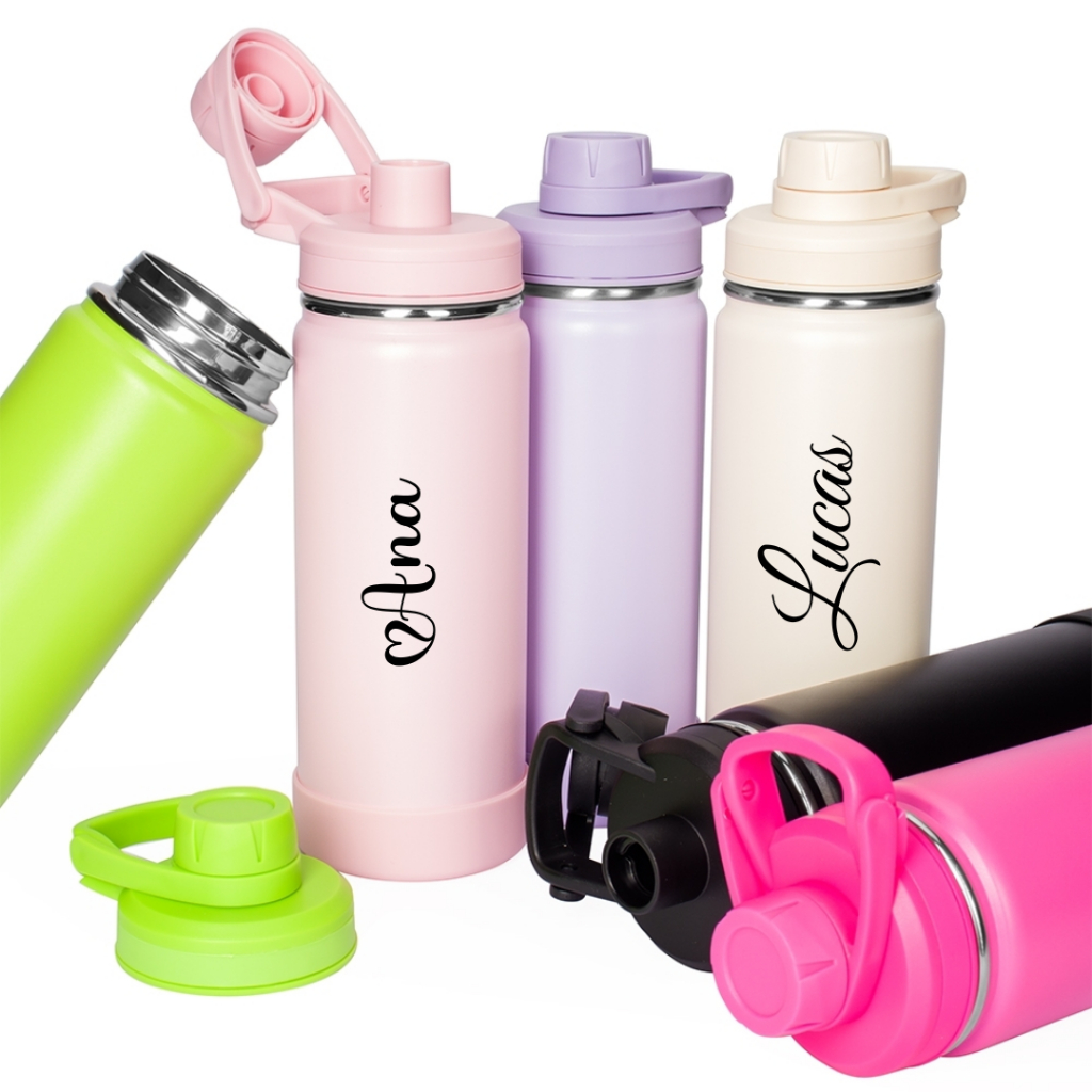 Garrafa Térmica Água Personalizada Com Nome 550/350ml Alça Esportiva Protetor