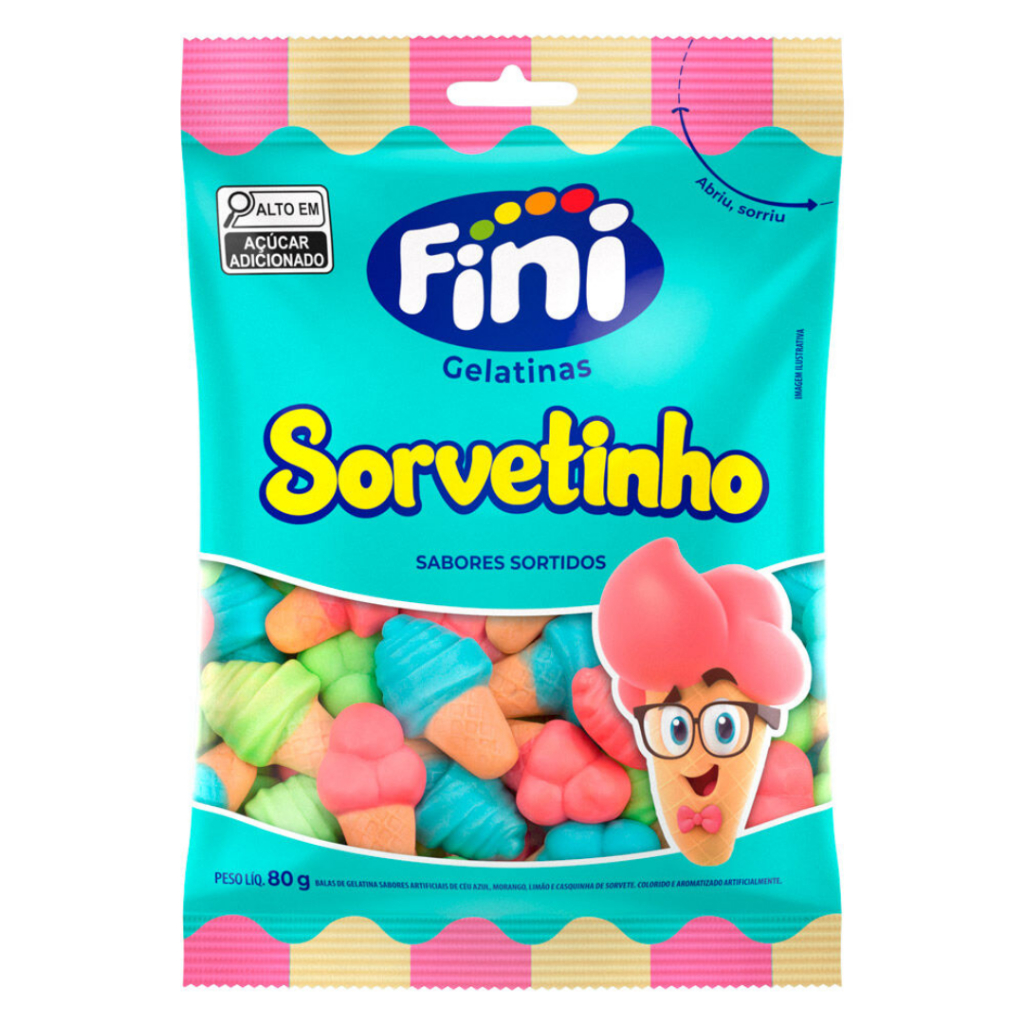 Bala de Gelatina Sabores Sortidos Sorvetinho Fini 80g | Shopee Brasil