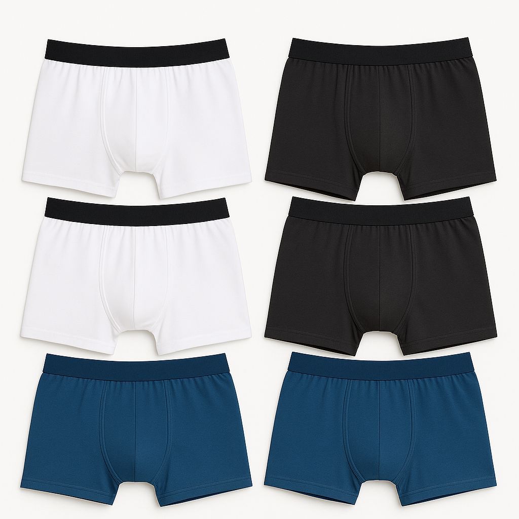 Kit 6 Cuecas Boxer Algodão Masculina – Elástico Reforçado e Tecido Respirável