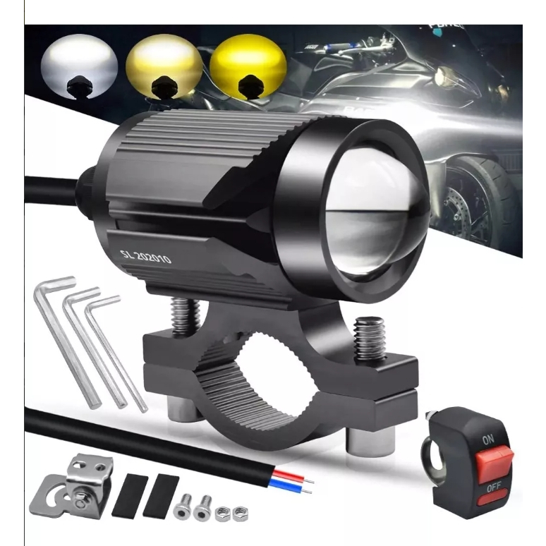 2Pcs Farol De Led Para Moto 10000LM Flash De Duas Cores Farol Milha ...