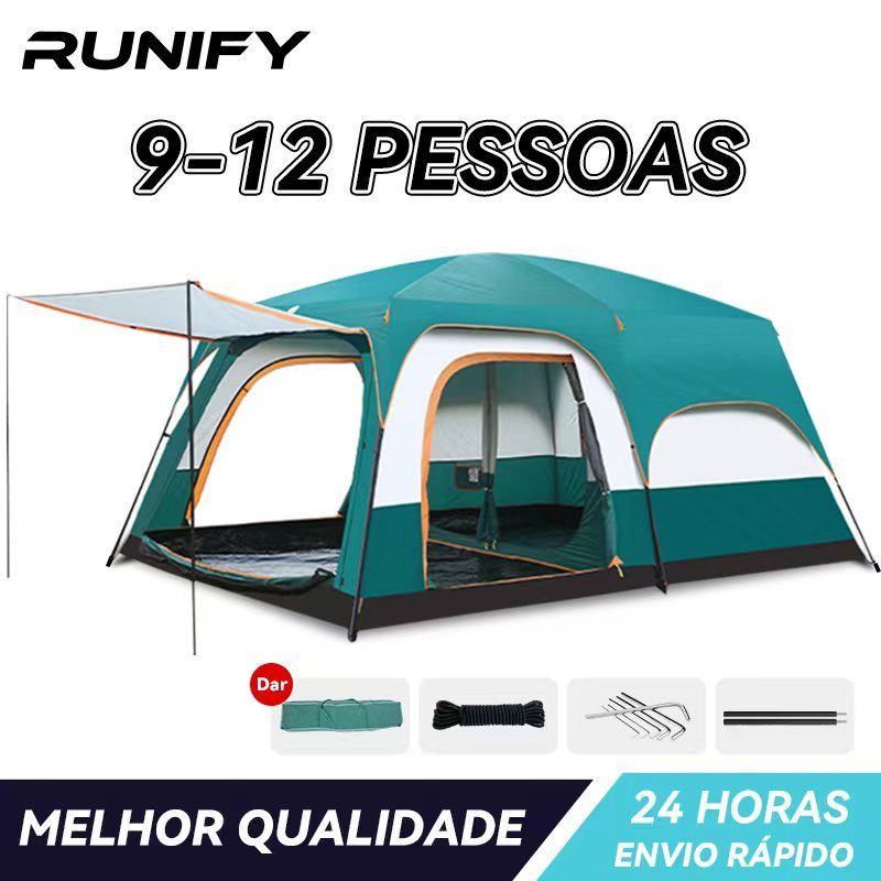 Tenda de camping - 380*260*200cm tenda grande para acampamento familiar adequada para 9-12 pessoas