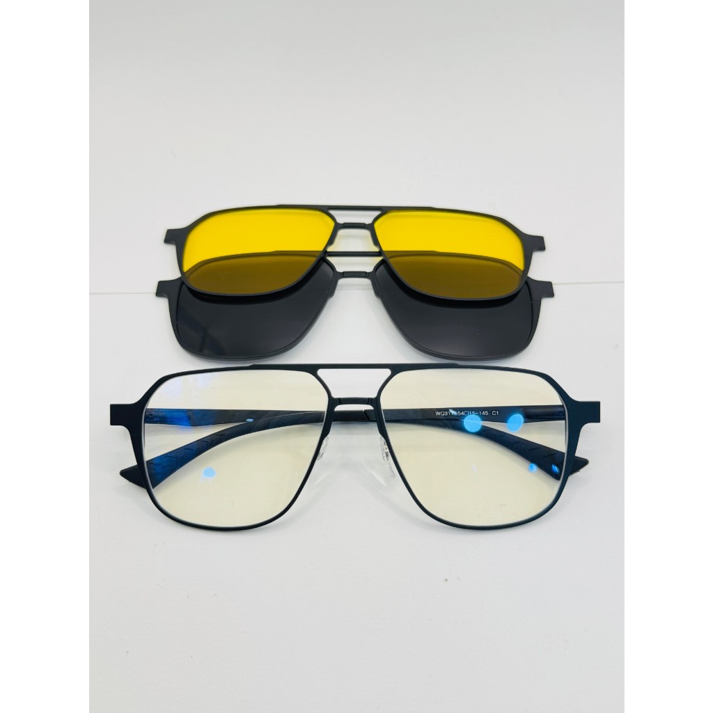 Armacao de oculos de aluminio,CLIP-ON,3 em 1,Armacao+2lentes polarizado