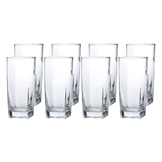 Conjunto 8 Copos de Vidro Bali Texas 320ml Design Quadrado Transparente Água Suco Drinks em Oferta na Shopee