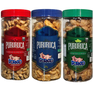 KIT 3 Potes Pururuca Torresmo Crocante Pele de Porco Low Carb Natural - Porkão Total 360g