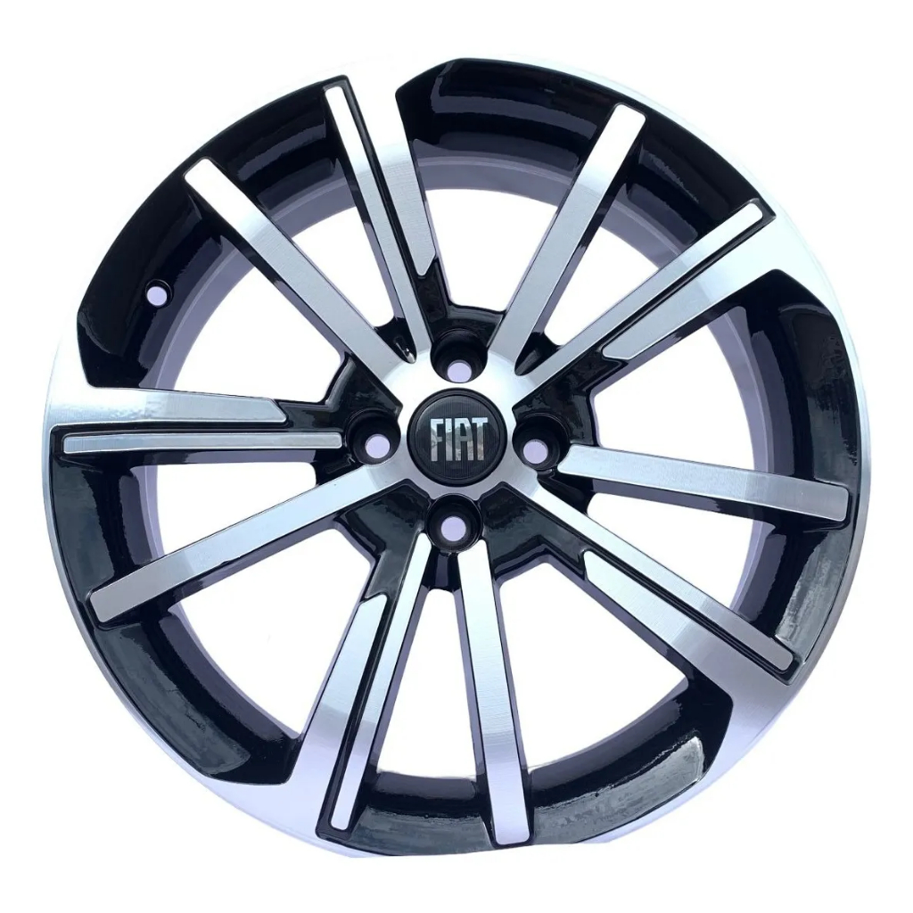 Kit 4 Rodas Aro 17 4x98 Cronos Preta Diamantada Zunky ZK875