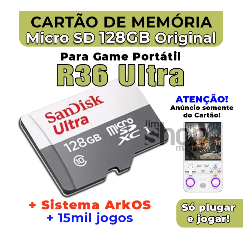 Cartão MicroSD Original Para R36 Ultra +Sistema ArkOS +15mil jogos