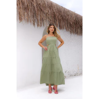 Vestido Longo Alcinha Feminino Recorte Lateral Babado Moda Casual Elegante Plus Size Luxo Blogueira em Oferta na Shopee