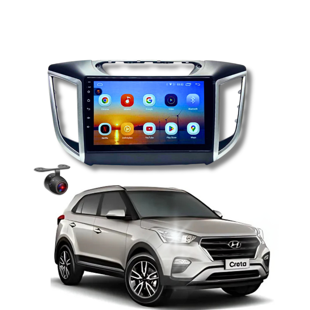 Central Multimídia Hyundai Creta 9 Polegadas CarPlay com Câmera de Ré ...