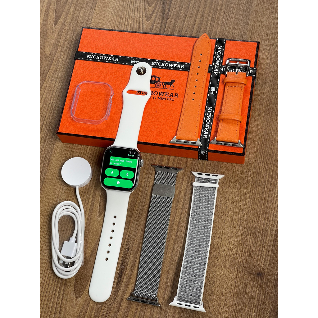 Lançamento Relógio Smartwatch W11 Mini Pro Série 11 Amoled + 3 ...