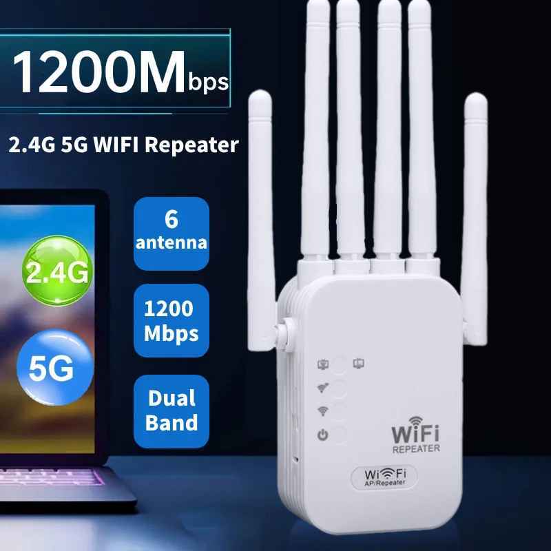 Repetidor WiFi 1200Mbps 5G de banda dupla extensor de sinal sem fio de ...