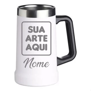 Caneca Térmica De Chopp 709ML Personalizado a Laser Com Seu Nome (Logo, Time, Empresa, Faculdade)