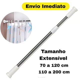Porta Cortina Multiuso Box Varão Bastão Para Banheiro de Extensível Universal Ajustável