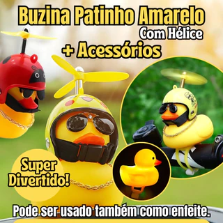Patinho Pato Capacete Hélice Óculos Buzina Bike Carro Moto