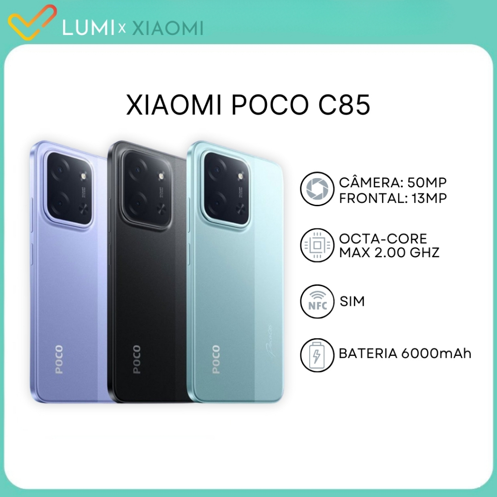 Smartphone Xiaomi POCO C85 4G Versão Global | Octa-Core Android 15