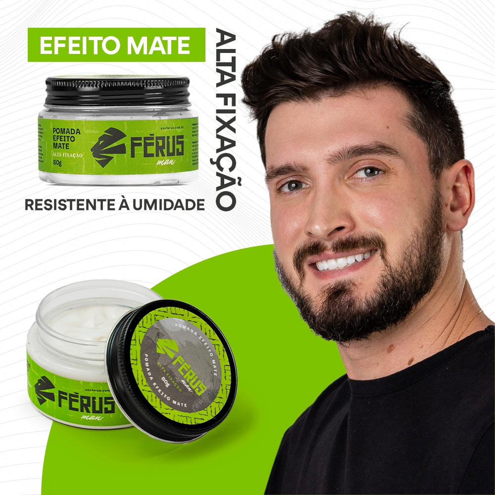 Pomada Modeladora Cera Cabelo Masculino Efeito Mate Férus Man 80g ...