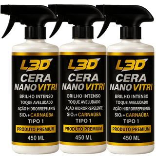 3 Cera Nano Vitri L3D Brilho Intenso Super proteção Facil Aplicação