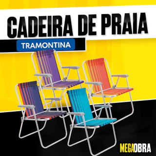 Kit 4 Cadeiras de Praia Alta Tramontina Samoa Dobrável em Alumínio Praia Lazer - Cores Diversas