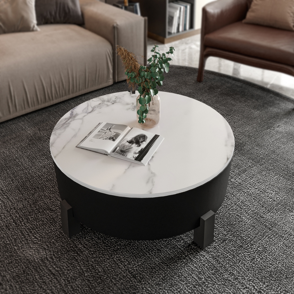 Mesa de Centro Luxo Design Contemporâneo com Tampo Marmorizado Sala ...