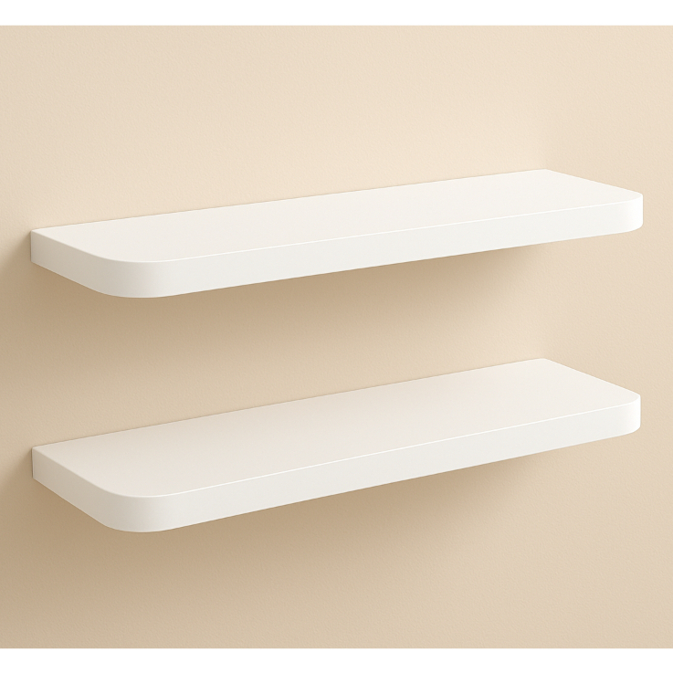 KIT 2 PRATELEIRA DECORATIVA 60x20CM NICHO EM MDF BRANCO BORDA CURVA BRANCO