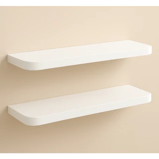 KIT 2 PRATELEIRA DECORATIVA 60x20CM NICHO EM MDF BRANCO BORDA CURVA BRANCO