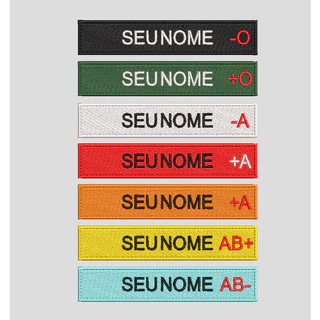 Tag Bordada Personalizada com Nome e Tipagem Sanguínea – Sutache Militar/Uniforme – Várias Cores