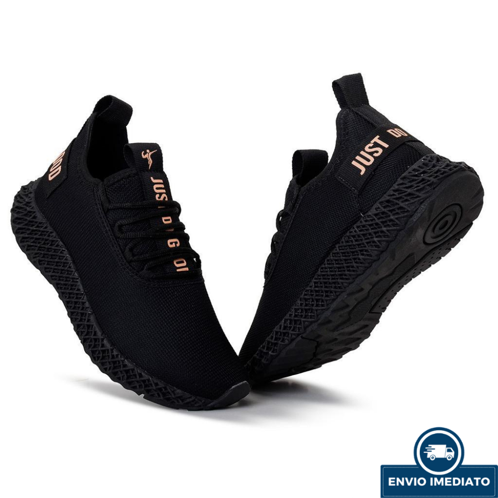 Tenis Feminino e Masculino Just Black Esportivo Todo Preto Para Academia Caminhada Corrida Fitness