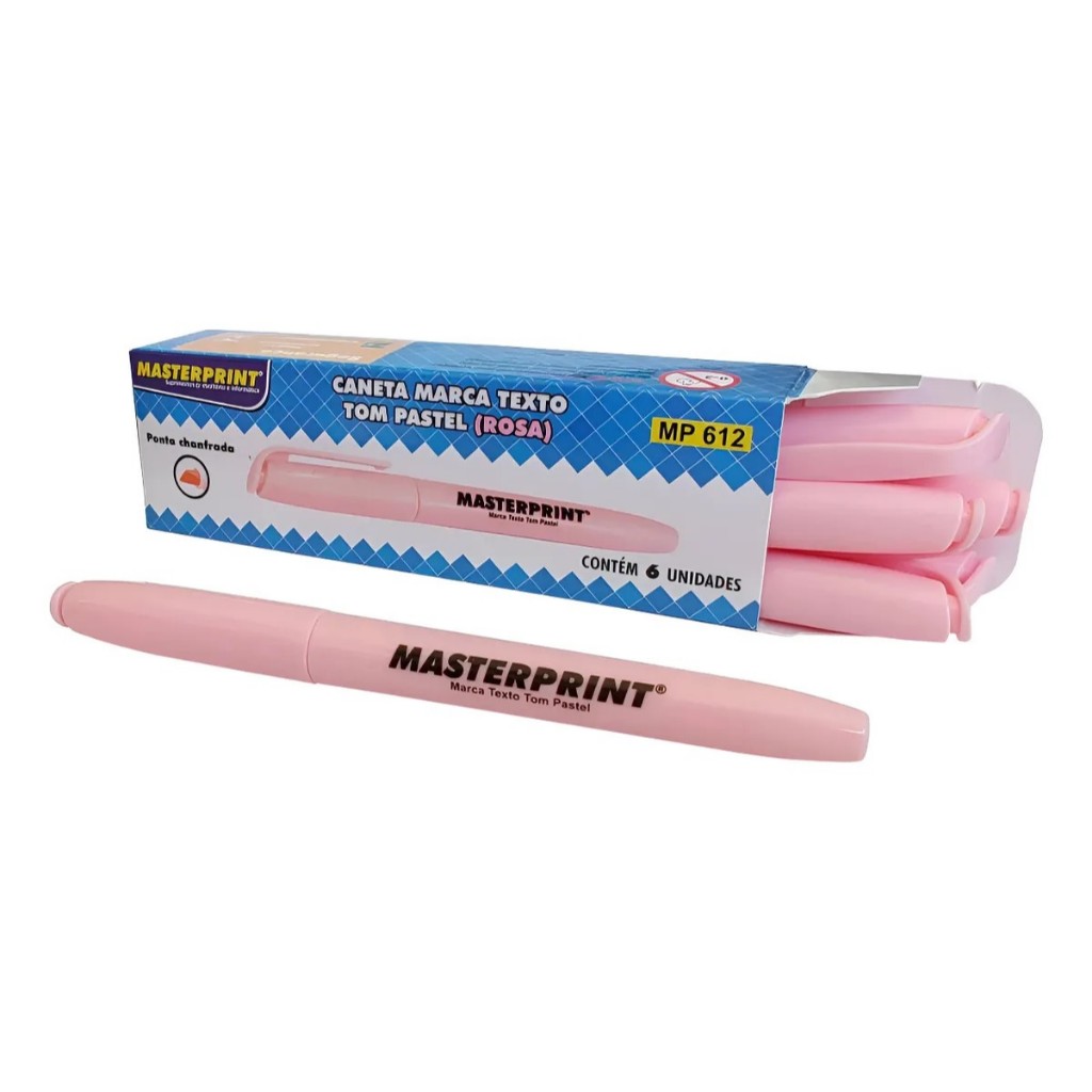 Marca Texto Masterprint Caixa C/ 6 Unidades Cor Rosa pastel ( MP 612 ...