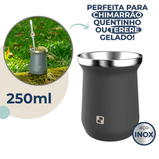 Cuia Térmica Chimarrão Tererê Parede Dupla em Inox 250ml Soprano em Oferta na Shopee