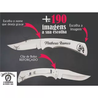 Canivete Todo de Inox de Bolso Personalizado Nome a Laser